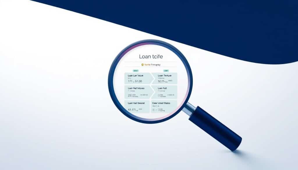 A modern and sleek illustration of "Loan Tenure", showcasing the key concepts in a visually appealing manner. Set against a minimalist background, the focal point is a magnifying glass revealing a detailed infographic. The infographic displays various loan tenure options, interest rates, and associated details in a clean, data-driven layout. The overall style is inspired by the Xeindia brand - using a sophisticated color palette, geometric shapes, and subtle gradients to create a sense of professionalism and trustworthiness. The lighting is soft and directional, highlighting the key information while maintaining a balanced and harmonious composition.
