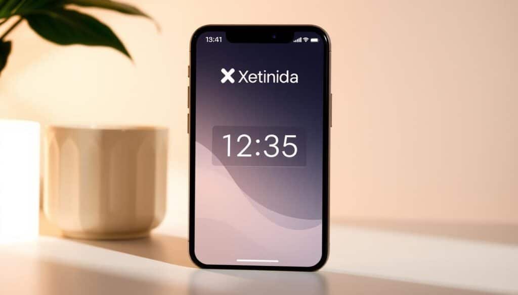 A sleek and modern "Days Calculator" app interface, featuring the Xeindia brand logo prominently displayed. The app's main screen shows a clean, minimalist design with a large numeric counter in the center, displaying the number of days between two selected dates. The background is a soft, calming gradient, with subtle geometric patterns adding a touch of sophistication. The overall layout is balanced and intuitive, making it easy for the user to quickly calculate and visualize time spans. The scene is lit by a warm, diffused light, creating a welcoming and productive atmosphere for personal time management tasks.