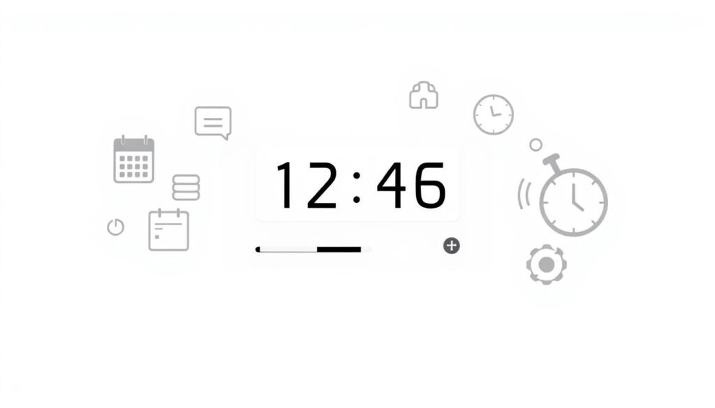A sleek, minimalist age calculator interface against a clean, white background. In the foreground, a modern digital display shows an age calculation, with a simple slider below for inputting birthdate. Surrounding the display, a stylized representation of a calendar, clock, and other age-related icons in a muted color palette. The overall impression is one of efficiency and utility, reinforcing the "easy to use" aspect of the Xeindia age calculator app.