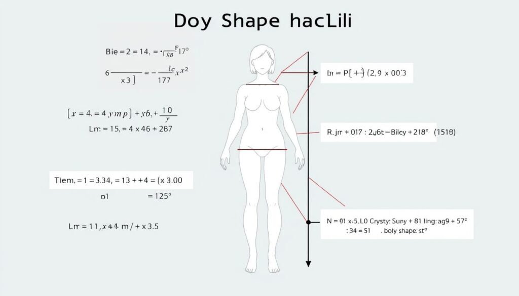 Mathematical diagram showing the Body Shape Calculator Formula in action Mathematical diagram showing the Body Shape Calculator Formula in action